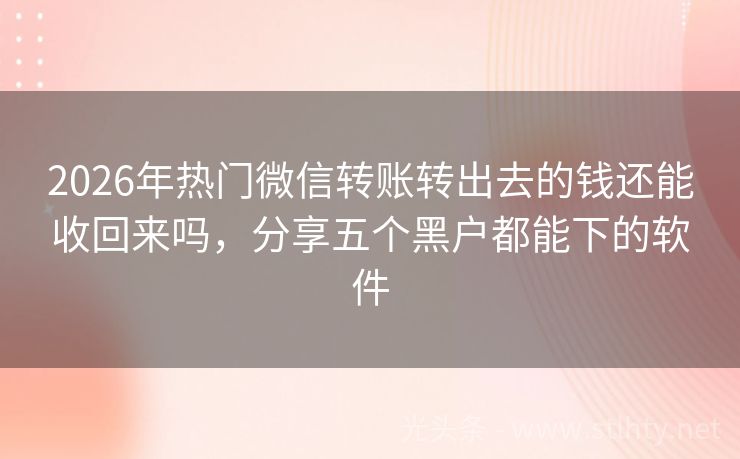2026年热门微信转账转出去的钱还能收回来吗，分享五个黑户都能下的软件
