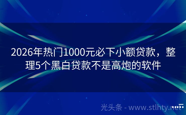 2026年热门1000元必下小额贷款，整理5个黑白贷款不是高炮的软件