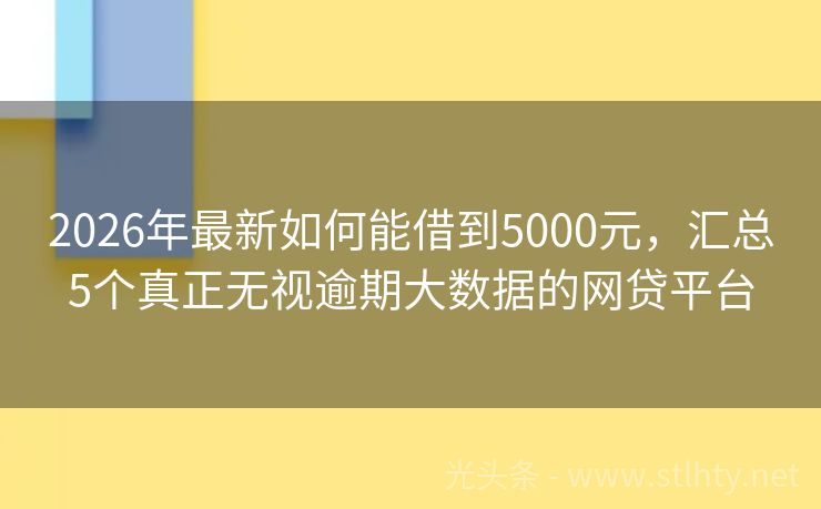 2026年最新如何能借到5000元，汇总5个真正无视逾期大数据的网贷平台