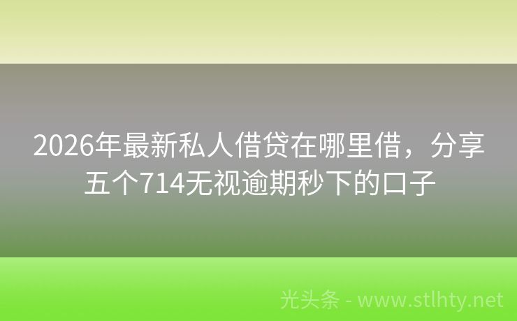 2026年最新私人借贷在哪里借，分享五个714无视逾期秒下的口子