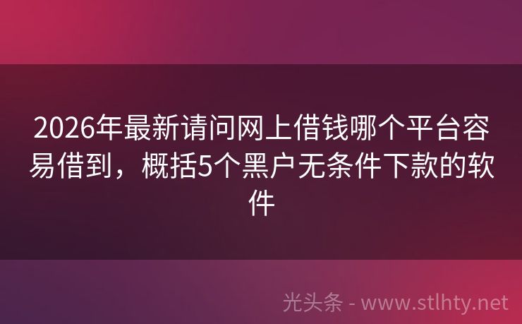 2026年最新请问网上借钱哪个平台容易借到，概括5个黑户无条件下款的软件
