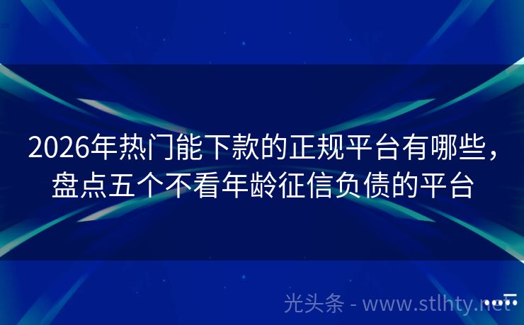 2026年热门能下款的正规平台有哪些，盘点五个不看年龄征信负债的平台