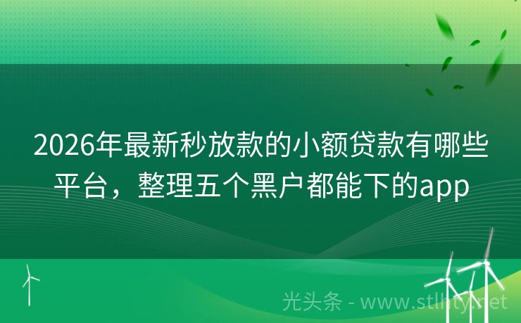 2026年最新秒放款的小额贷款有哪些平台，整理五个黑户都能下的app