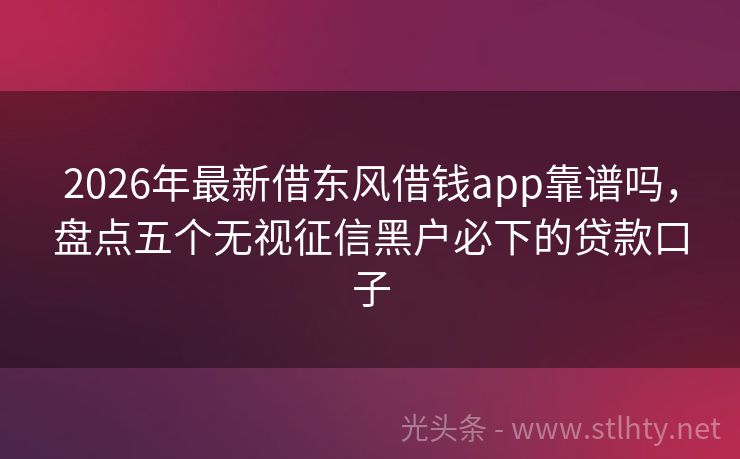 2026年最新借东风借钱app靠谱吗，盘点五个无视征信黑户必下的贷款口子