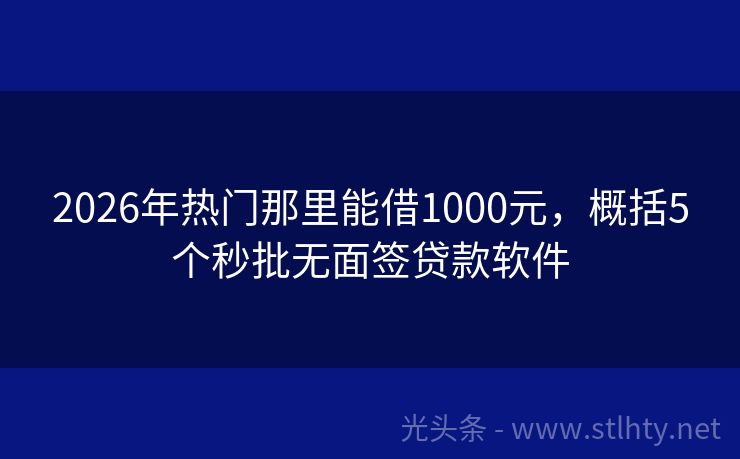 2026年热门那里能借1000元，概括5个秒批无面签贷款软件