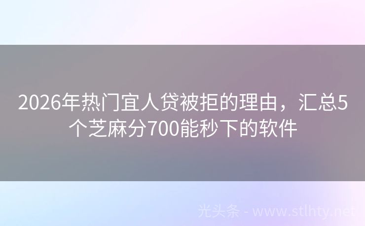 2026年热门宜人贷被拒的理由，汇总5个芝麻分700能秒下的软件