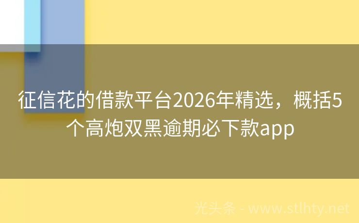 征信花的借款平台2026年精选，概括5个高炮双黑逾期必下款app