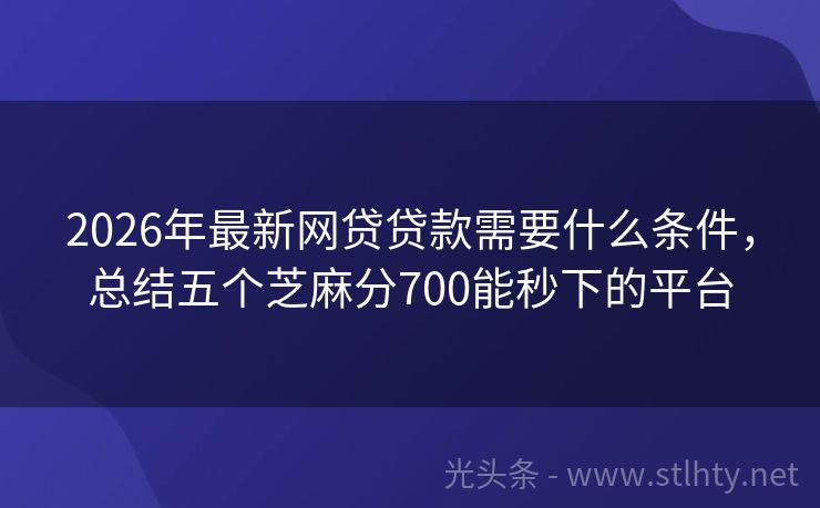 2026年最新网贷贷款需要什么条件，总结五个芝麻分700能秒下的平台