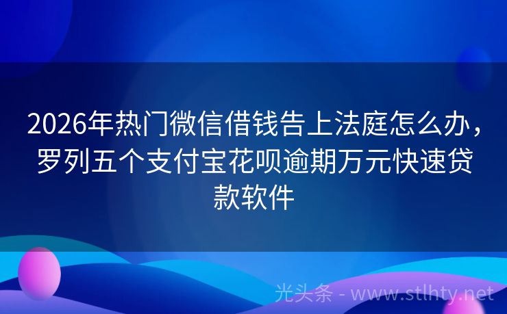 2026年热门微信借钱告上法庭怎么办，罗列五个支付宝花呗逾期万元快速贷款软件