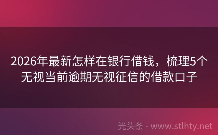 2026年最新怎样在银行借钱，梳理5个无视当前逾期无视征信的借款口子