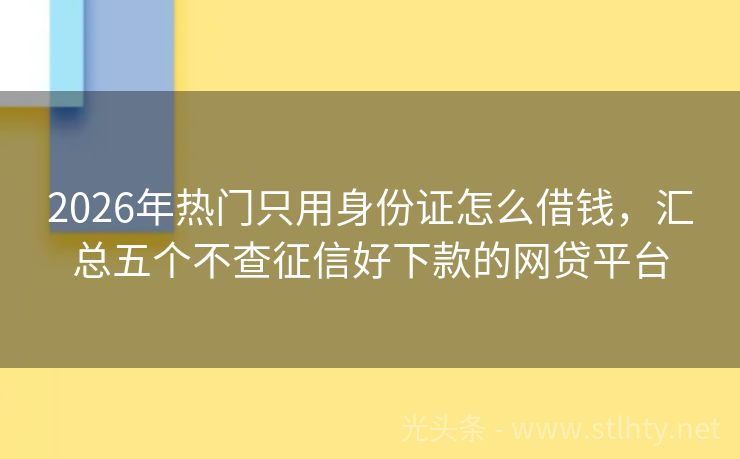 2026年热门只用身份证怎么借钱，汇总五个不查征信好下款的网贷平台