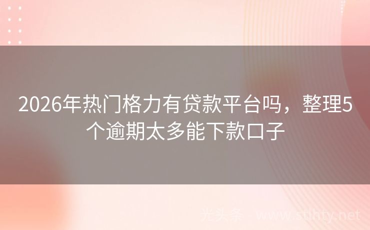 2026年热门格力有贷款平台吗，整理5个逾期太多能下款口子