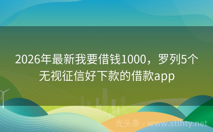 2026年最新我要借钱1000，罗列5个无视征信好下款的借款app