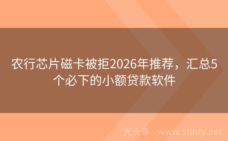 农行芯片磁卡被拒2026年推荐，汇总5个必下的小额贷款软件