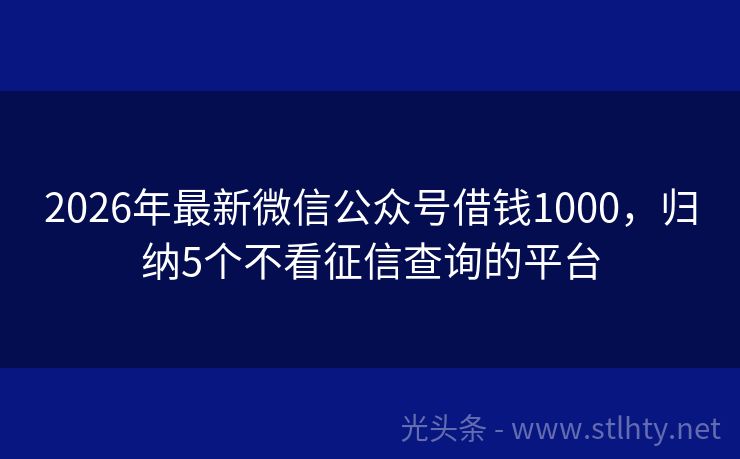 2026年最新微信公众号借钱1000，归纳5个不看征信查询的平台