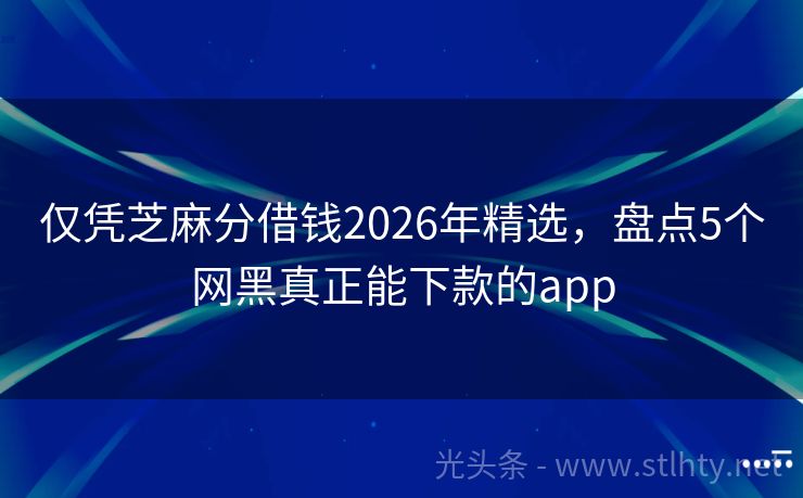 仅凭芝麻分借钱2026年精选，盘点5个网黑真正能下款的app
