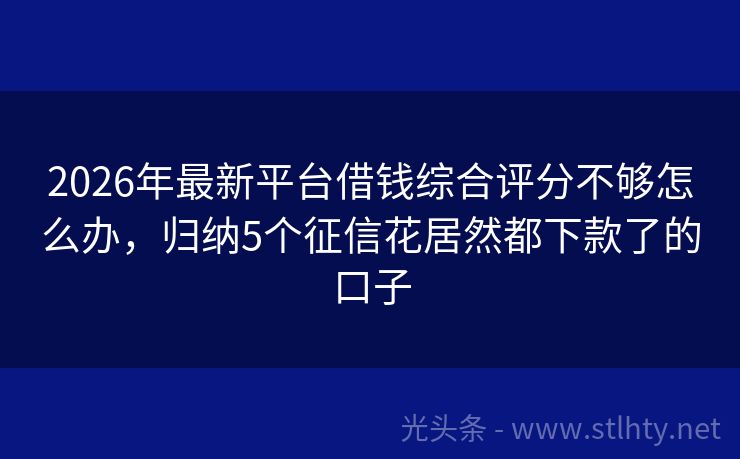 2026年最新平台借钱综合评分不够怎么办，归纳5个征信花居然都下款了的口子