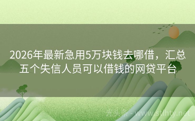 2026年最新急用5万块钱去哪借，汇总五个失信人员可以借钱的网贷平台