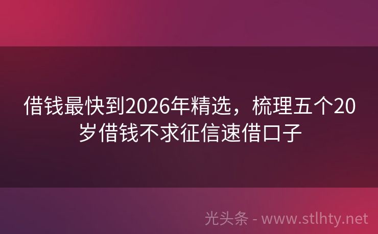 借钱最快到2026年精选，梳理五个20岁借钱不求征信速借口子