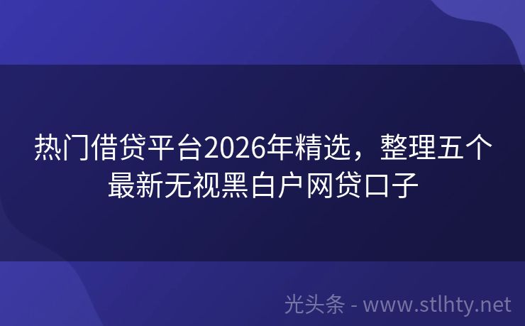 热门借贷平台2026年精选，整理五个最新无视黑白户网贷口子