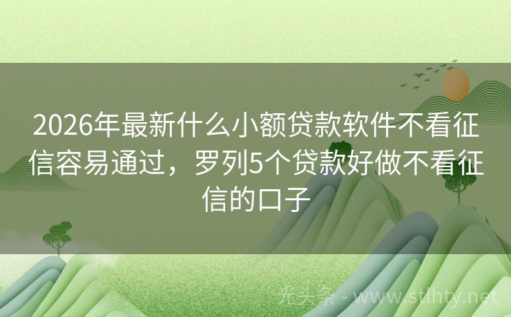 2026年最新什么小额贷款软件不看征信容易通过，罗列5个贷款好做不看征信的口子
