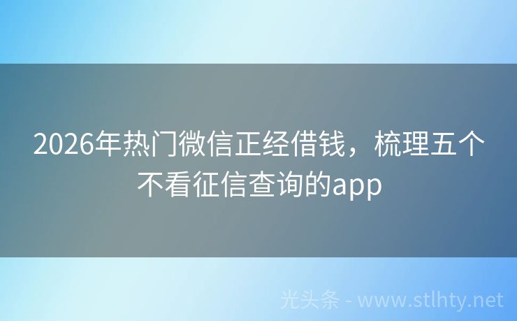 2026年热门微信正经借钱，梳理五个不看征信查询的app