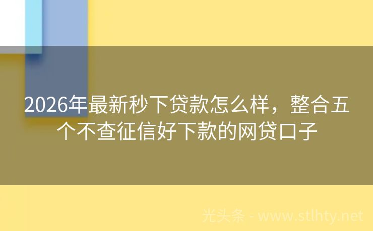 2026年最新秒下贷款怎么样，整合五个不查征信好下款的网贷口子