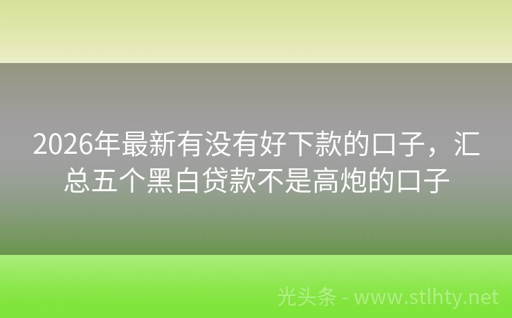 2026年最新有没有好下款的口子，汇总五个黑白贷款不是高炮的口子