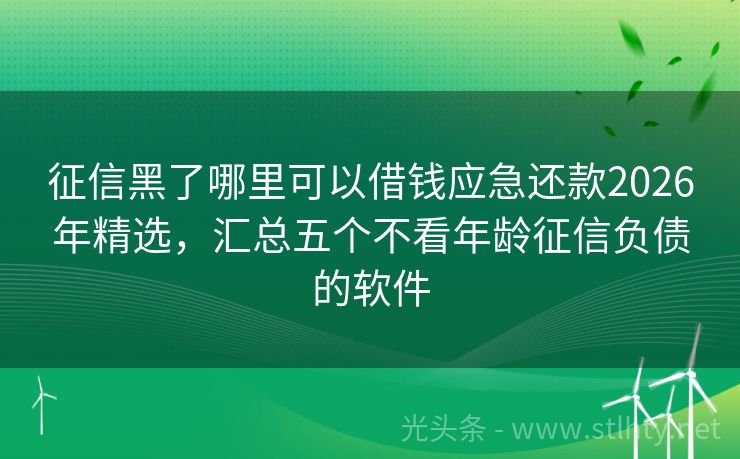 征信黑了哪里可以借钱应急还款2026年精选，汇总五个不看年龄征信负债的软件
