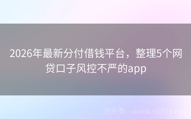 2026年最新分付借钱平台，整理5个网贷口子风控不严的app