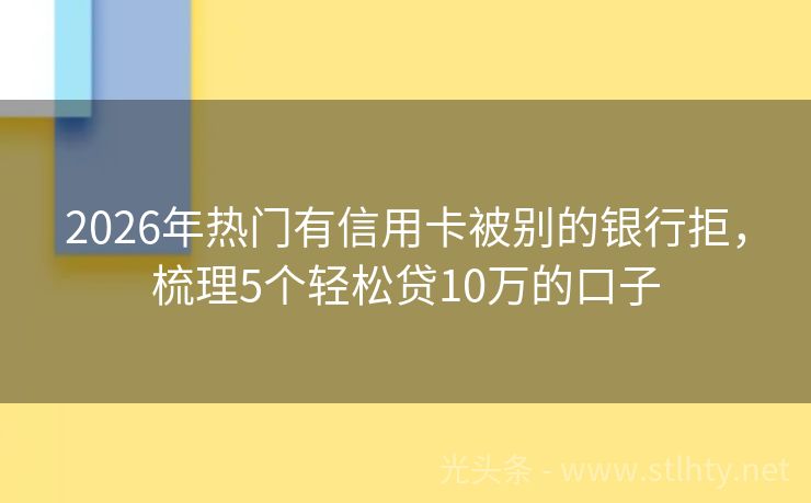 2026年热门有信用卡被别的银行拒，梳理5个轻松贷10万的口子