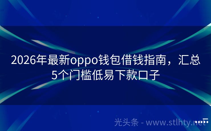 2026年最新oppo钱包借钱指南，汇总5个门槛低易下款口子