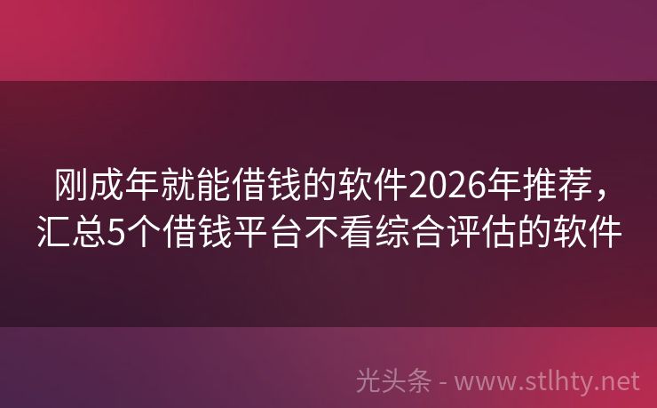 刚成年就能借钱的软件2026年推荐，汇总5个借钱平台不看综合评估的软件