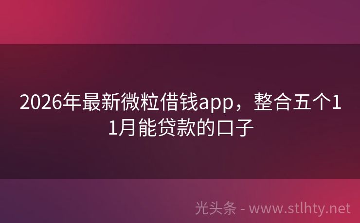 2026年最新微粒借钱app，整合五个11月能贷款的口子