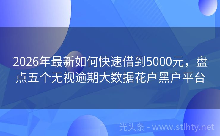 2026年最新如何快速借到5000元，盘点五个无视逾期大数据花户黑户平台