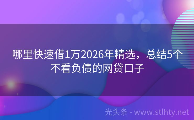 哪里快速借1万2026年精选，总结5个不看负债的网贷口子