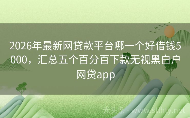 2026年最新网贷款平台哪一个好借钱5000，汇总五个百分百下款无视黑白户网贷app