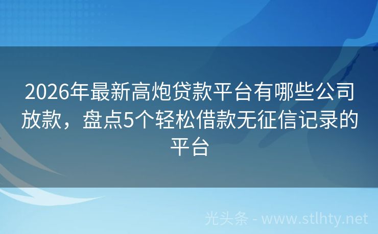 2026年最新高炮贷款平台有哪些公司放款，盘点5个轻松借款无征信记录的平台