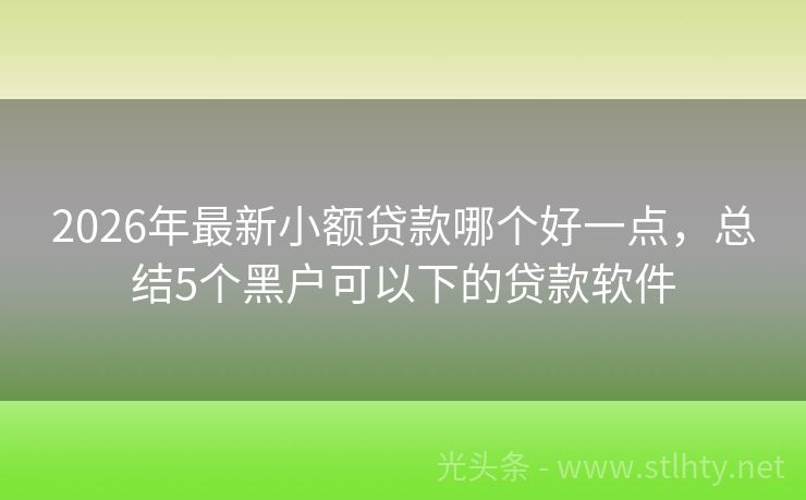 2026年最新小额贷款哪个好一点，总结5个黑户可以下的贷款软件