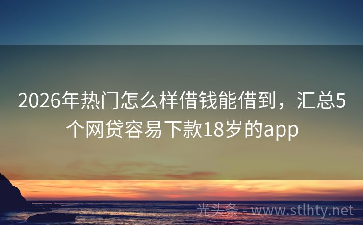 2026年热门怎么样借钱能借到，汇总5个网贷容易下款18岁的app