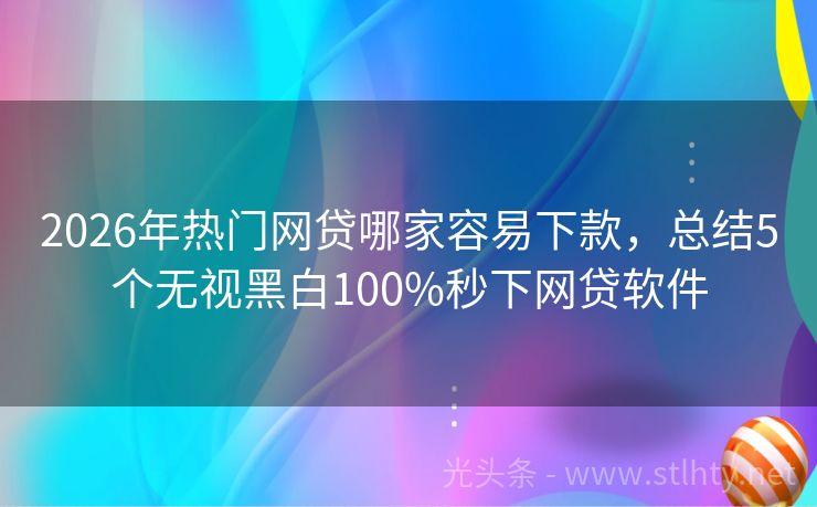 2026年热门网贷哪家容易下款,总结5个无视黑白100%秒下网贷软件
