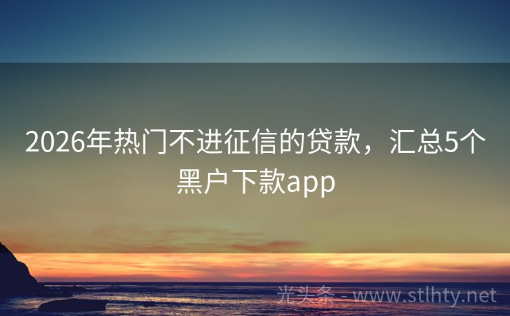 2026年热门不进征信的贷款，汇总5个黑户下款app