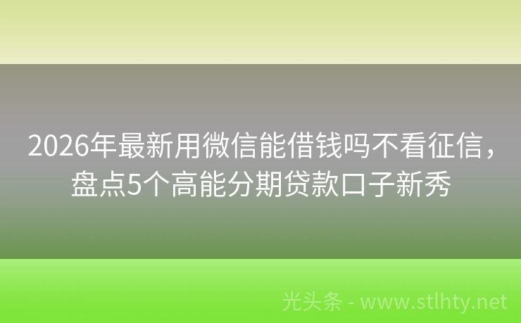 2026年最新用微信能借钱吗不看征信，盘点5个高能分期贷款口子新秀