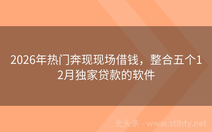 2026年热门奔现现场借钱，整合五个12月独家贷款的软件