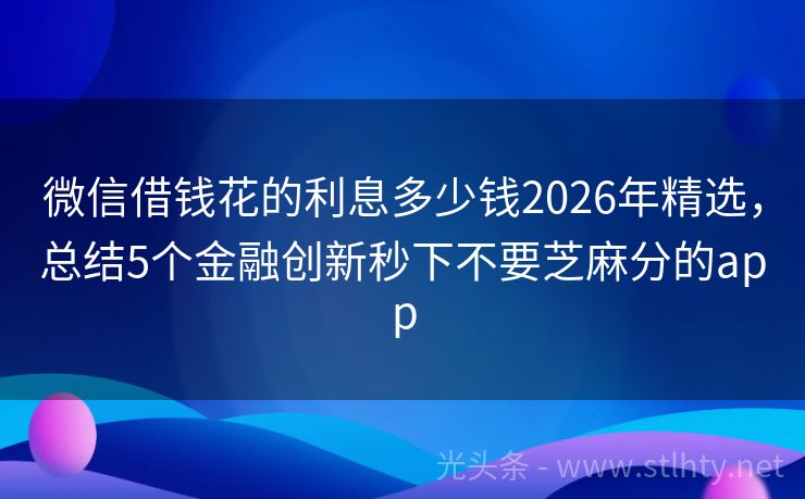 微信借钱花的利息多少钱2026年精选，总结5个金融创新秒下不要芝麻分的app