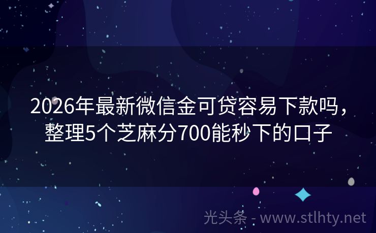 2026年最新微信金可贷容易下款吗，整理5个芝麻分700能秒下的口子