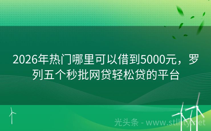 2026年热门哪里可以借到5000元，罗列五个秒批网贷轻松贷的平台