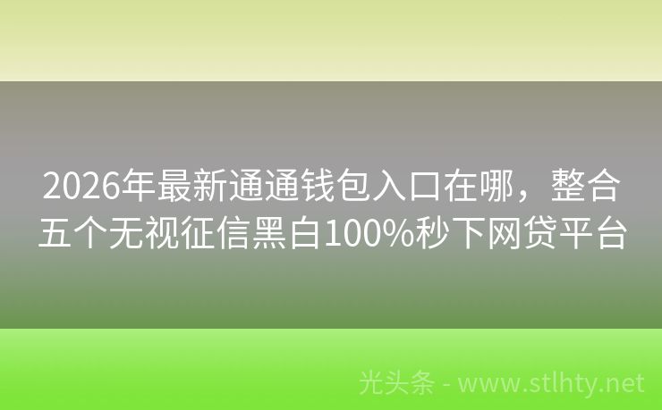 2026年最新通通钱包入口在哪，整合五个无视征信黑白100%秒下网贷平台