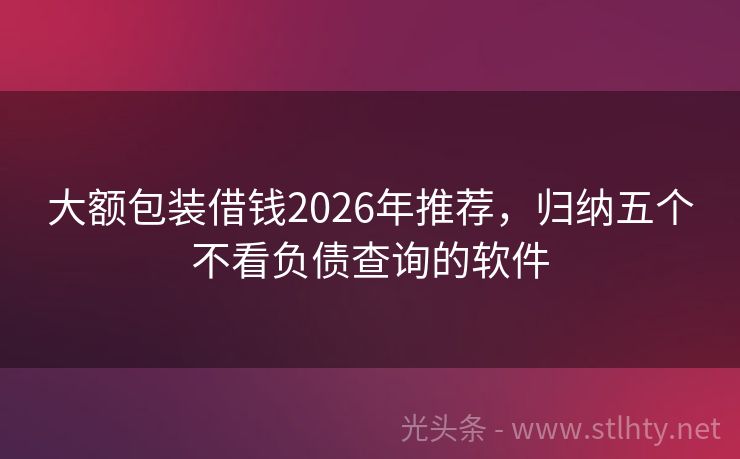 大额包装借钱2026年推荐，归纳五个不看负债查询的软件