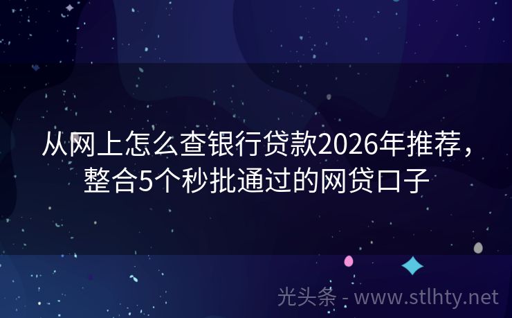 从网上怎么查银行贷款2026年推荐，整合5个秒批通过的网贷口子